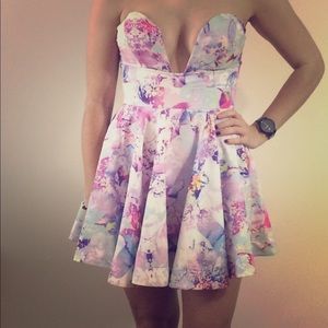 Showpo white floral dress with plunge
